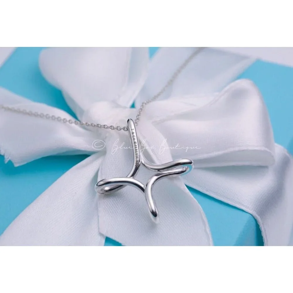 Tiffany & Co. Elsa Peretti Infinity Cross Pendant Necklace in Silver 16" - Picture 3 of 9